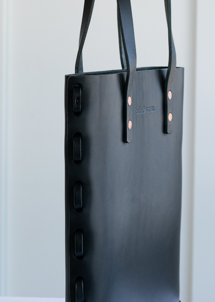 Bella & Wren Design Leather Tote Bag | Black