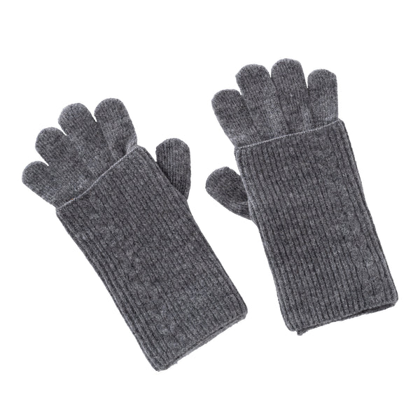 Rib Cable Knitted Gloves | Medium Grey