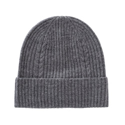 Rib Cable Knitted Beanie | Medium Grey