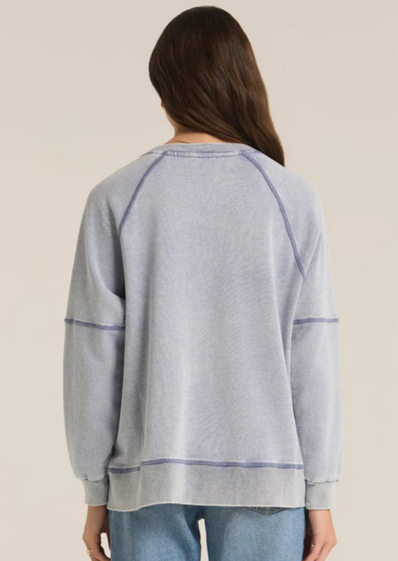 Easy V Knit Denim Sweatshirt