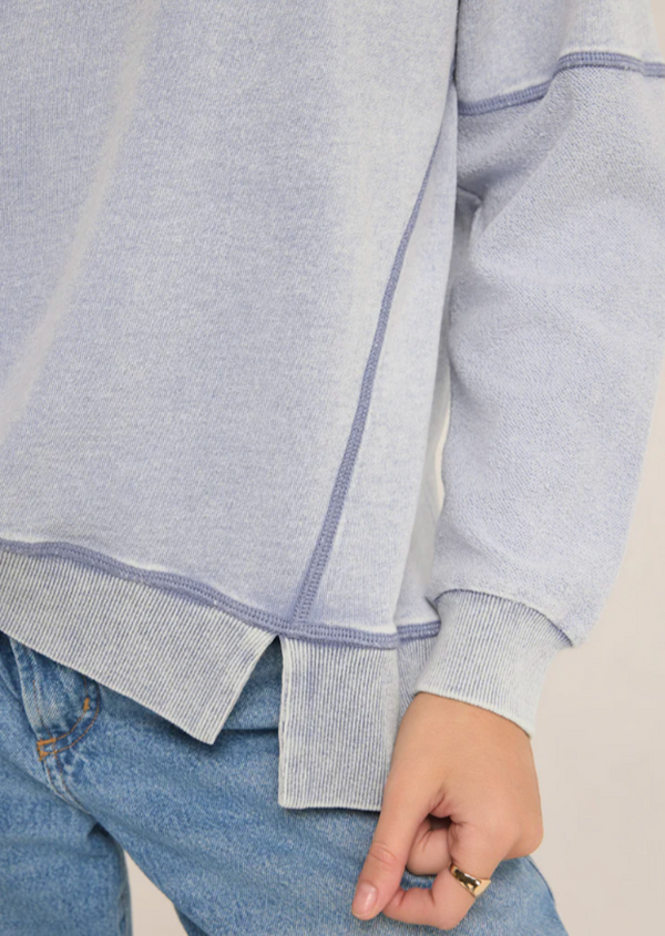 Easy V Knit Denim Sweatshirt