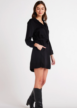 Belted Pullover Shirt Dress