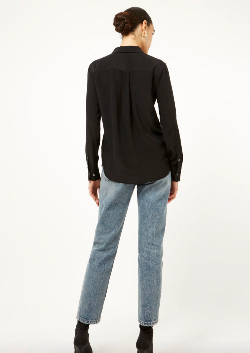 Slim Signature Silk Blouse | Black