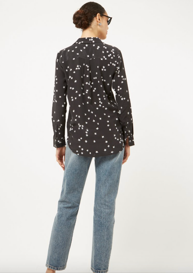 Slim Signature Silk Blouse | True Black Star