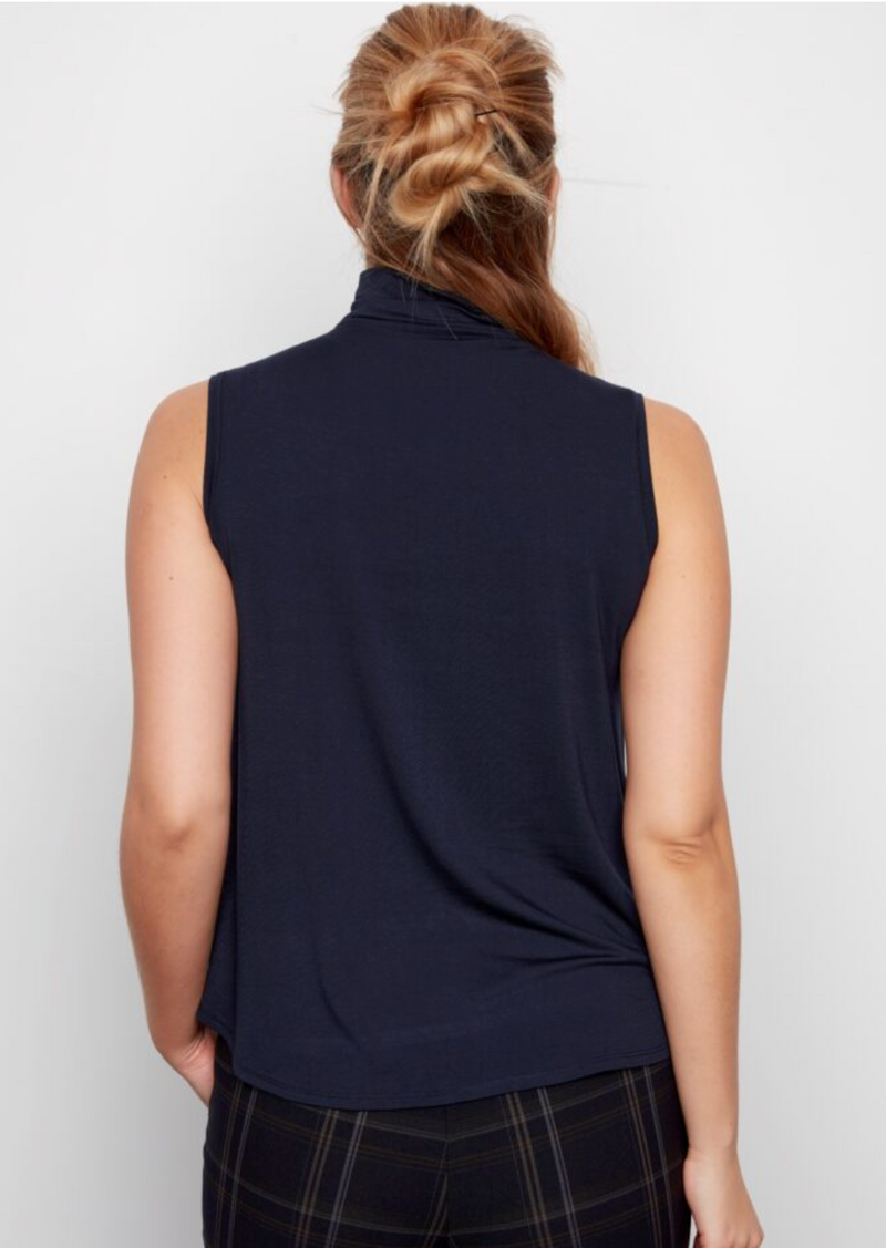 Kali High Collar Tank Top | Navy