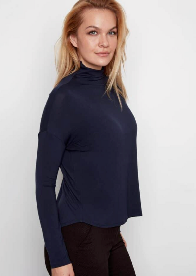 Morgan Turtle Neck Top | Navy