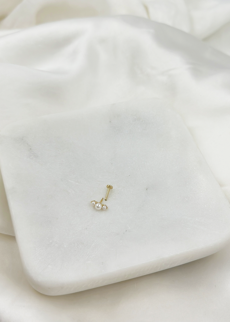 Trio Pearl Stud | 14K