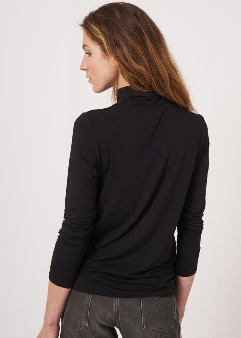 Long-Sleeved Jersey Turtleneck | Black