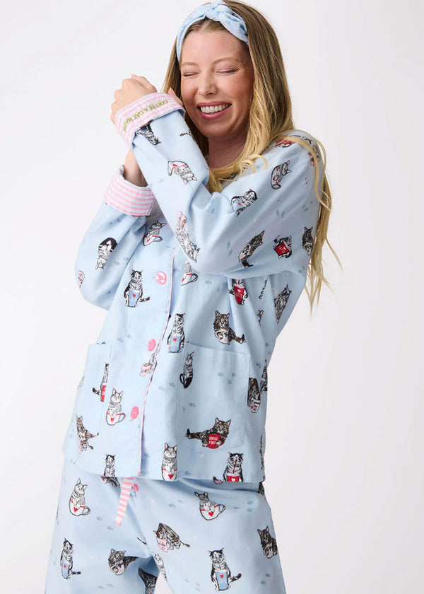 PJ Salvage | Coffee and Cat Naps Flannel PJ Set