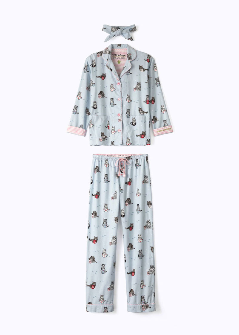 PJ Salvage | Coffee and Cat Naps Flannel PJ Set