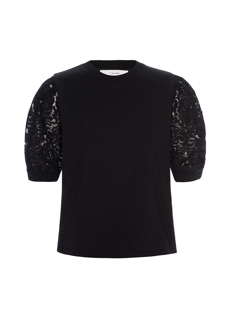 Frankie Lace Sleeve Tee | Black