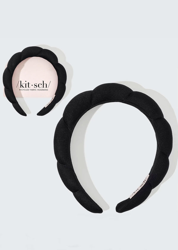 Recycled Fabric Puffy Headband | Black