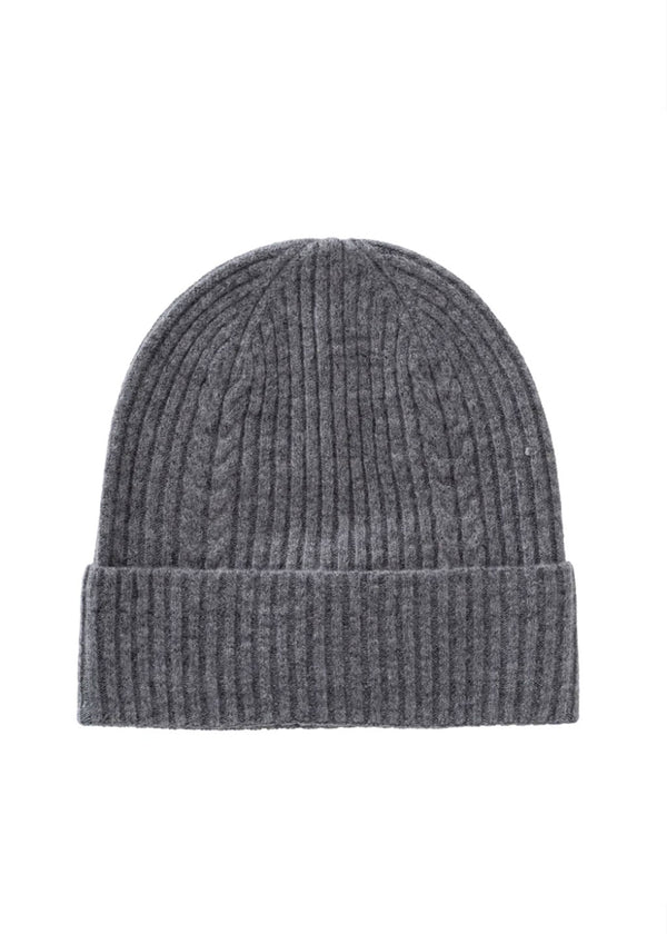 Rib Cable Knitted Beanie | Medium Grey