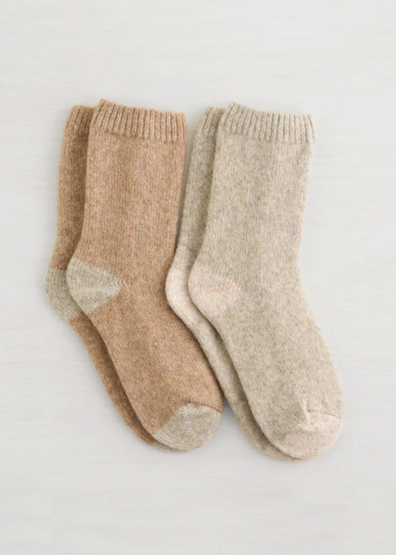 2 PK Sweater Knit Crew Socks | Taupe