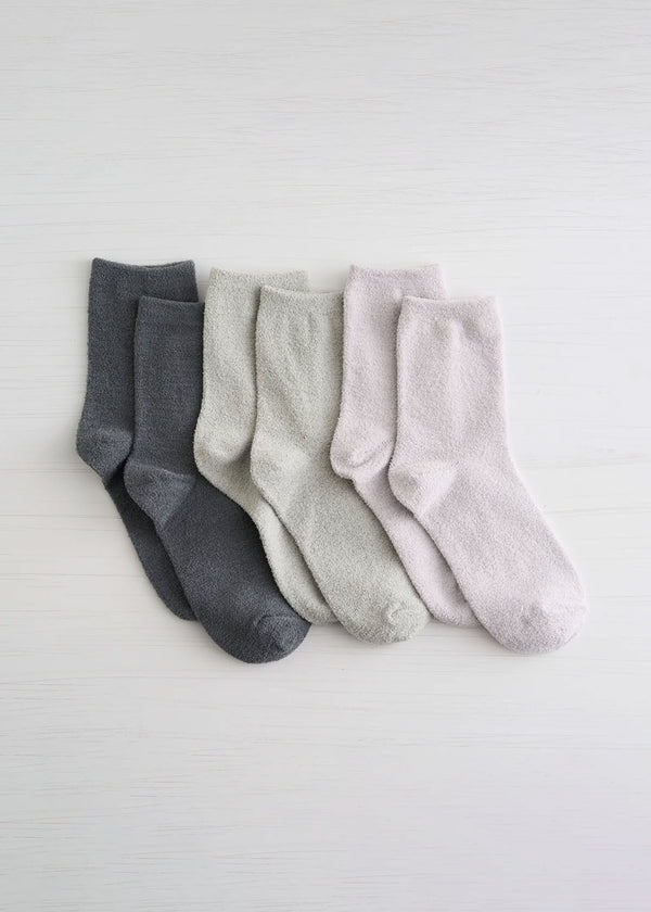 Lemon Loungewear | 3PK Powder Cozy Crew Sock | Lilac