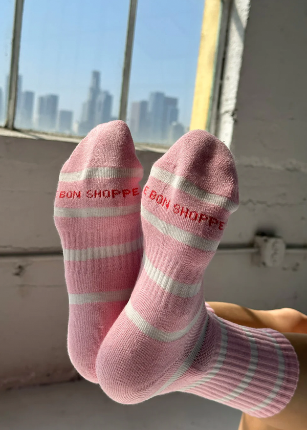 Striped Boyfriend Socks | Pink White