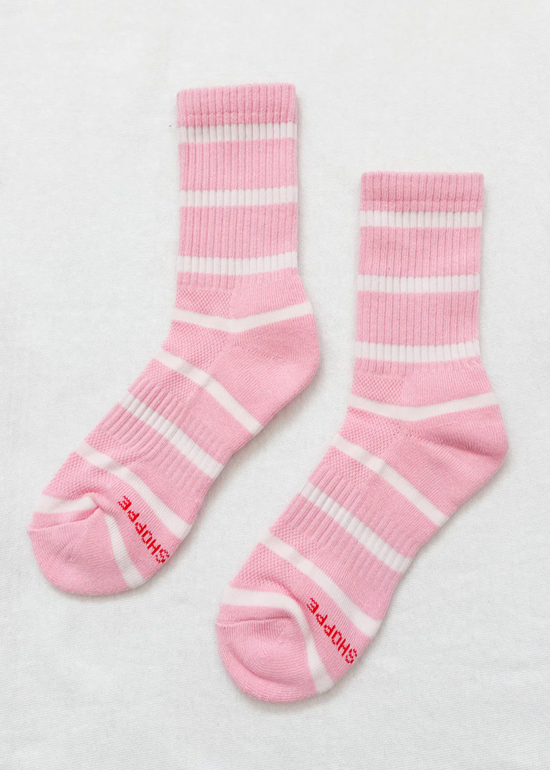 Striped Boyfriend Socks | Pink White