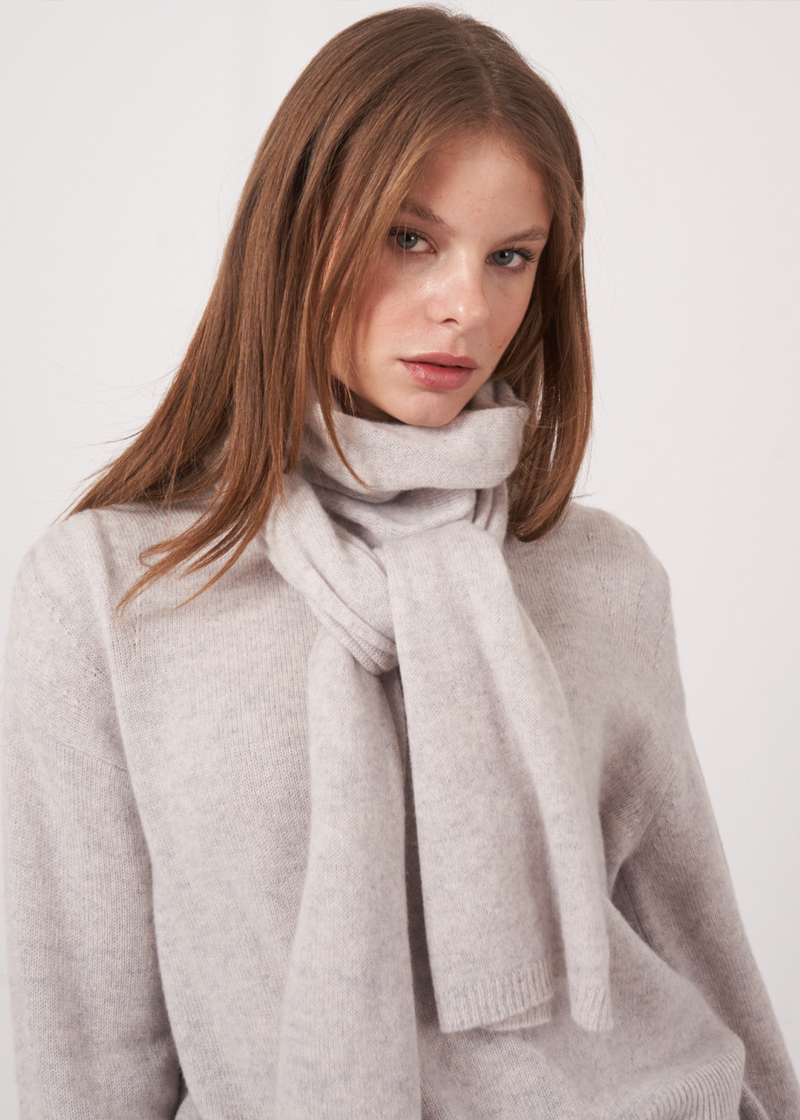 Cashmere Knitted Scarf | Snow