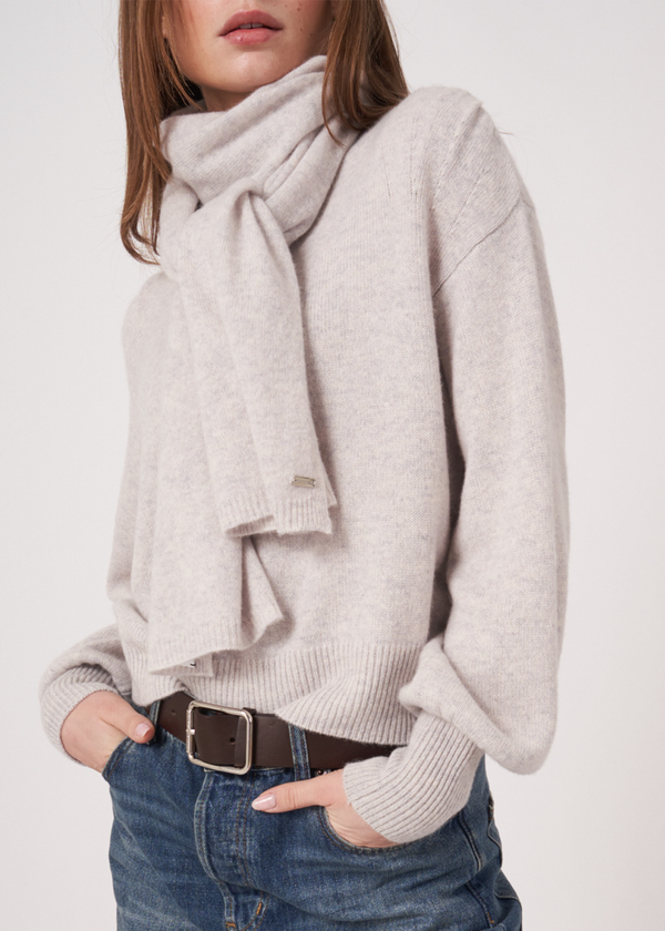 Cashmere Knitted Scarf | Snow