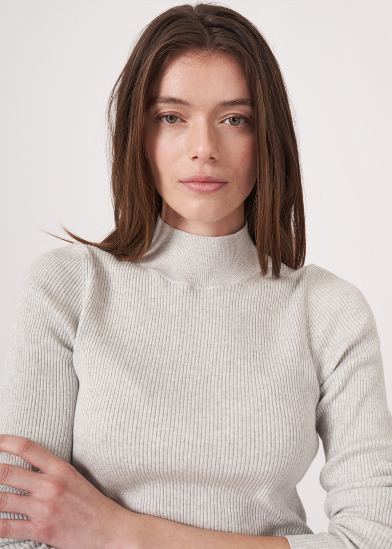 Stand Collar Knitted Pullover | Ice